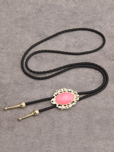 Image of GelConnie Native American Bolo Tie Rodeo Cowboy Leather Necktie Western Necklace Costume Accessories for Men,Women