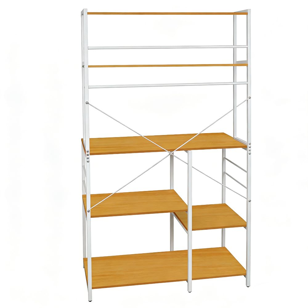 LANTUS Półka do kuchenki mikrofalowej, półka kuchenna z regulowaną komorą i 8 haczykami, zajmuje mało miejsca, na garnki, patelnie, talerze i miski 40 x 86 x 165,5 cm (A) (orzech)