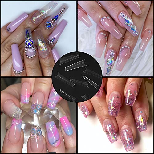 240 Pcs Clear Full Cover Nail Tips, Clear Nail Tips, Coffin Nail Tips Fake Nails, False Ballerina French Acrylic Nail Tips Extension For Salon Manicure Home Diy Nail Art Acrylic Nails Professional #TOP6