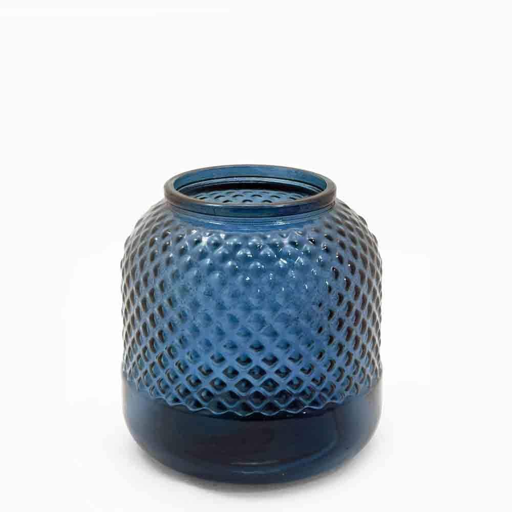 Grehom Recycled Glass Vase - Diamond (Blue); 18 cm Flower Vase