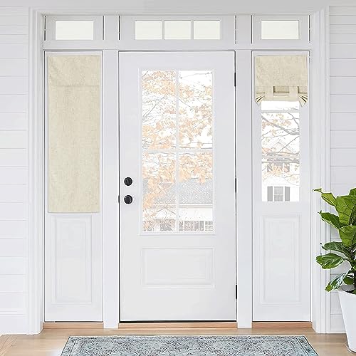 RYB HOME 100% Blackout Curtains for Small Window, Linen Textured Blend Insulating Privacy French Door Curtains Tie Up Shades for Kitchen Storage Cabinet Basement, W 12 x L 40, Beige, 1 Panel