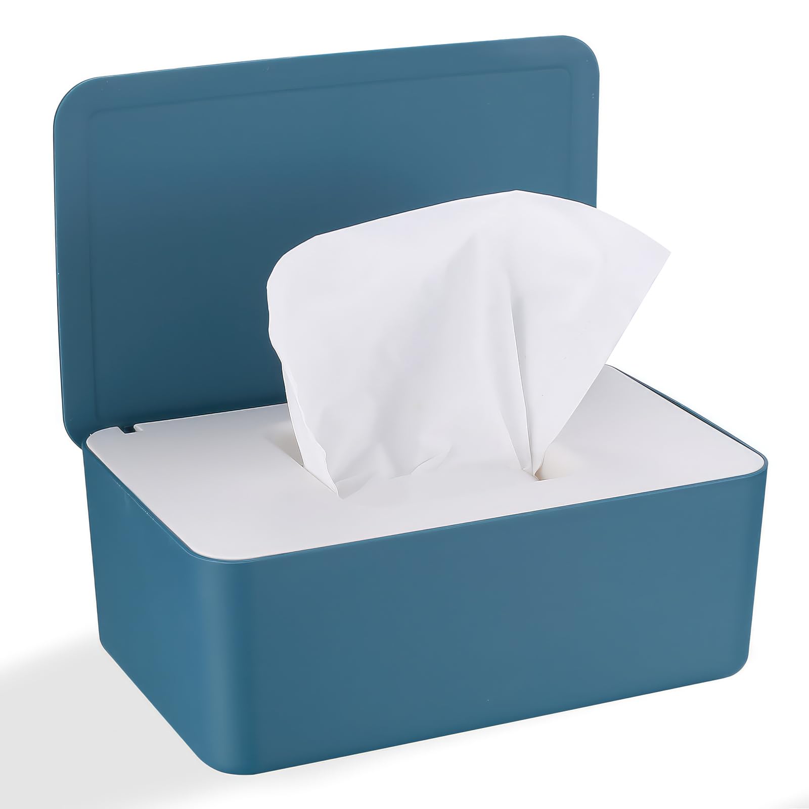 Feuchtes Toilettenpapier Box, Feuchttücherbox, Baby Feuchttüchter Box, Feuchttücher Spender Feuchtpapierbox mit Deckel, Feuchttuchspender Taschentuchbox für Zuhause Büro, Blau Weiß