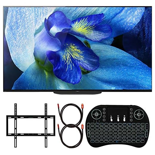 Sony XBR-55A9G 55-inch Master BRAVIA OLED 4K HDR Ultra Smart TV (2019) Bundle with Deco Mount Flat Wall Mount Kit, Deco Gear Wireless Backlit Keyboard and Deco Gear 2X 4K Copper 6ft HDMI Cable