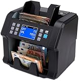 Conteggio del VALORE di banconote a taglio MISTO o singolo per EURO, GBP, CZK e PLN – Mostra il valore totale e la quantità conteggiata per ciascun taglio / Adatto a tutte le banconote nuove e vecchie.