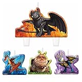 Amscan How To Train Your Dragon Birthday Party Molded Candle Set Cake Decoration (4 Pack), Assorted Size, Multicolor