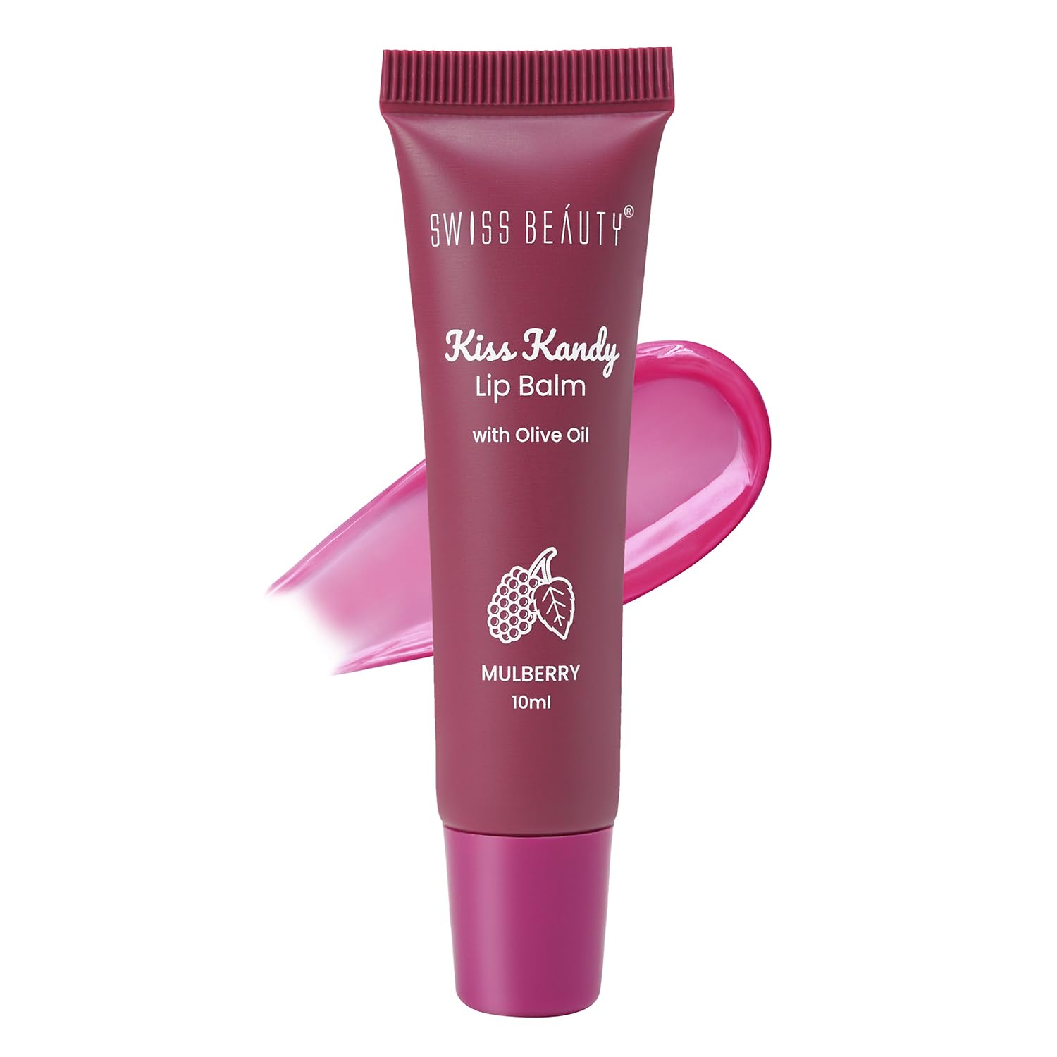 Swiss Beauty Kiss Kandy Lip Balm with Olive Oil | Moisturising | Non-Sticky | Soft & Smooth Lips | Shade - Mulberry, 10ml