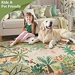 LIVEBOX Boho Jungle Animal Print 5 x 7 Area Rugs for Living Room, Soft Yellow Rug for Bedroom, Non-Slip Machine Washable Rugs for Dining Room Office, Kids Rugs for Playroom Sun Rug for Nursery Room - Image 4