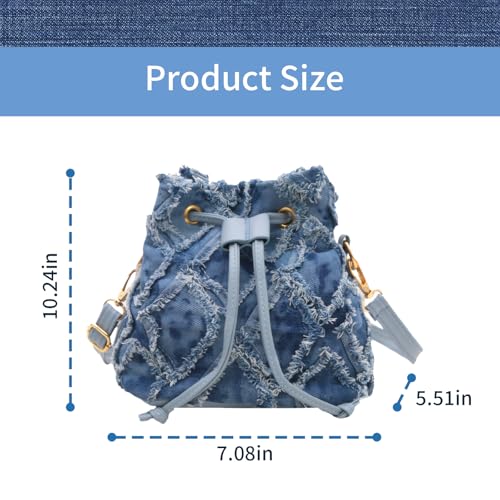 Denim Bags for Women 2025, Blue Jean Bucket Purses, Denim Handbag2