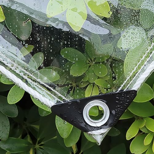 Lona Transparente para Exteriores de 1.5x3m,Lona Transparente con Ojales, de Distancia Entre Agujeros 30cm,420g/m²Resistente al Desgarro al frío PVC Toldo,para Muebles Madera Plantas