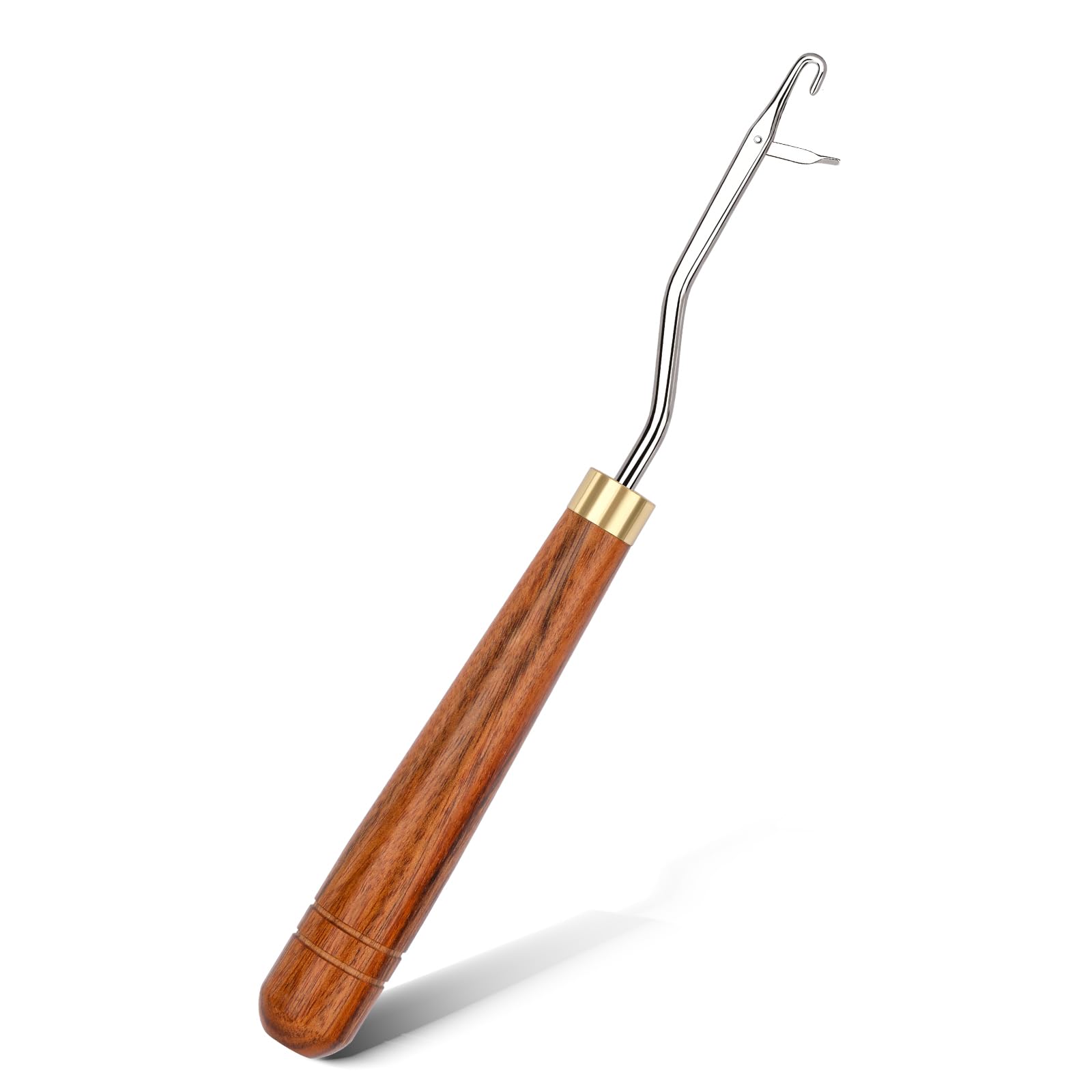 ENCHOL Latch Hook Tool, Wooden Bent Latch Hooks, Large Latch Hook Crochet Needle for Micro Braids, Hair Extension, Feather and Carpet Craft
