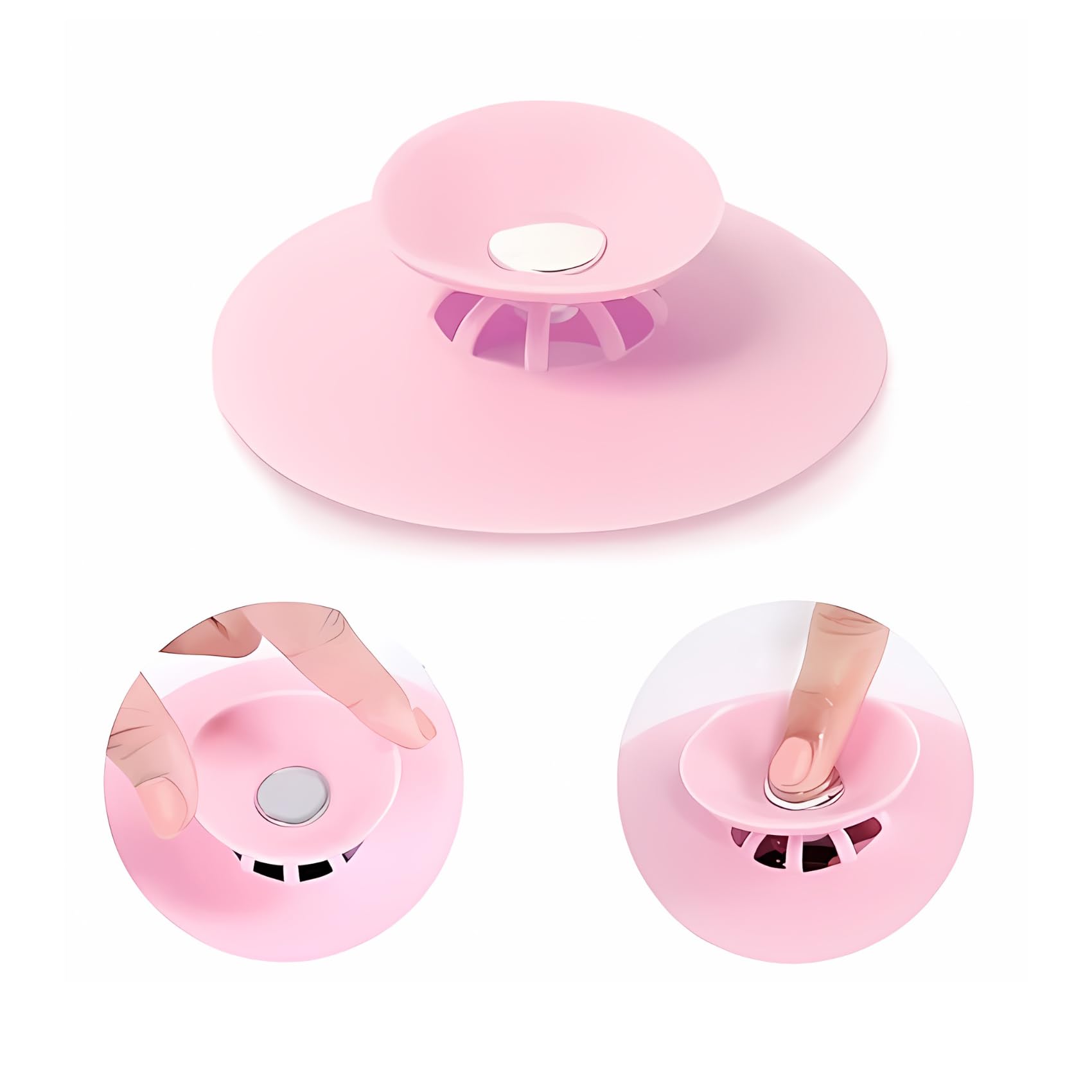 NEW WARE (Pack of 2) Silicone Stopper and Filter Drain Stopper/Strainer/Hair Catcher for Bathroom/Wash Basin/Kitchen Sink/Bathtub Sealer Cover (Standard Size 4 Inch - Random Colour)