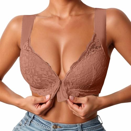 Sujetador Push-up inalámbrico con Encaje y Cierre Frontal, con Almohadillas no extraíbles para Comodidad y Estilo en el día a día. Elegancia sin Esfuerzo
