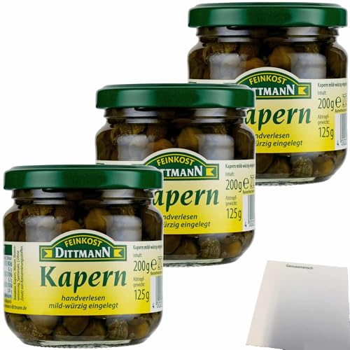 usy Bundle für Feinkost Dittmann Kapern mild würzig 3er Pack (3x200g Glas) + usy Block