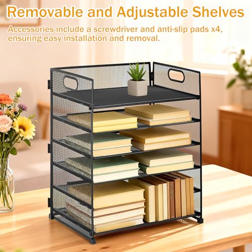 6 cases rangement bureau JIANTA en métal noir pour stopper le désordre des papiers A4 - 7