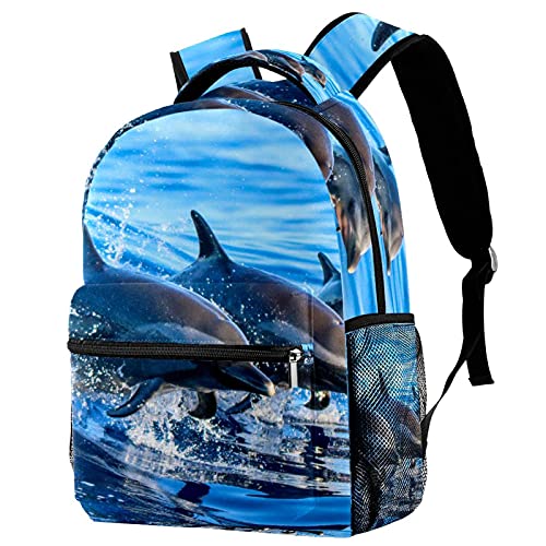 Sac à dos voyage dauphin bleu avec porte-bouteille enfant