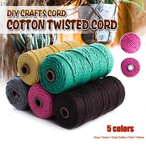 Hapyly Macrame Cord Natual Macrame Cotton Cord Diy Craft Cord Spool Twine Rustic String Cotton Rope For Wall Hanging,Plant Hangers,Crafts,Knitting,Decorative Projects 3Mm X100M (Pink) #TOP6