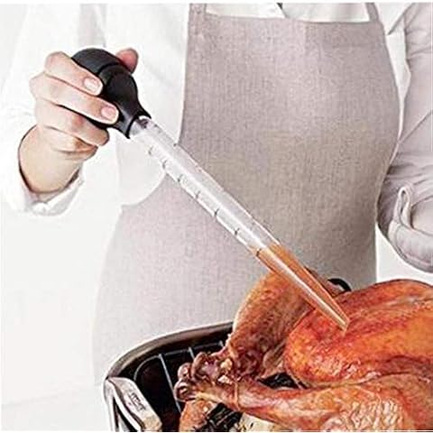 Angoter 30 ML Kitchen Cooking Gadgets Turkey Oil Dropper Chicken Barbecue Food Baster Syringe Clear Tube Pipe Cover