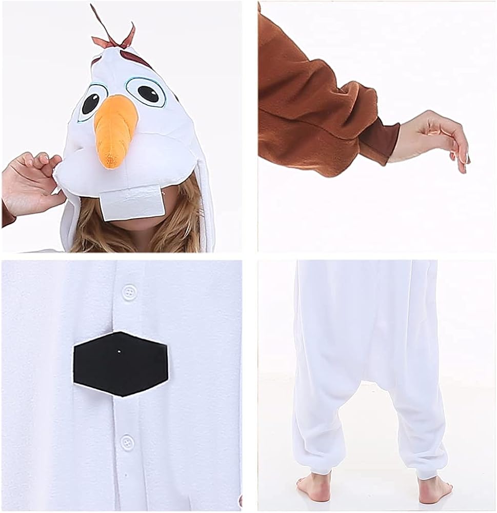 NEWCOSPLAY Adult Olaf Unisex Pyjamas Halloween Onesie Costume (Olaf : Clothing, Shoes & Jewelry