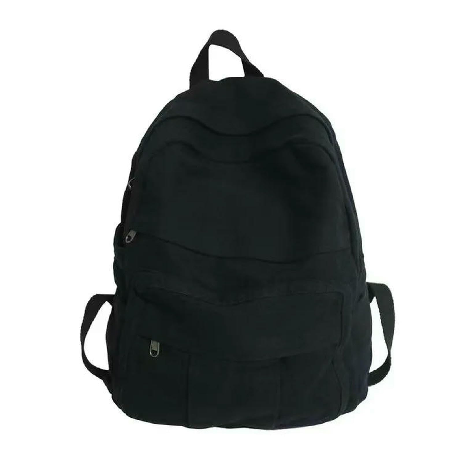 Xynm Men's Black Backpack Vintage Canvas Large Capacity School Bag With Multiple Pockets Travel For And Wo