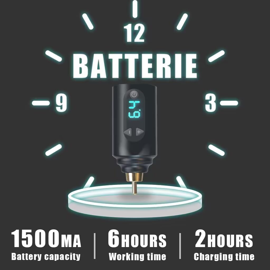 POSEIDON Wireless Tattoo Pen Kit - Professional Cordless Tattoo Gun with 1500mAh Battery & 20 Cartridge Needles | Complete Tattoo Machine Kit for Beginners