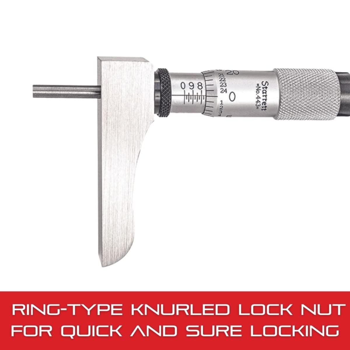 STARRETT 443Z-6RL Micrometer Depth Gage With Half Base 443z 6rl