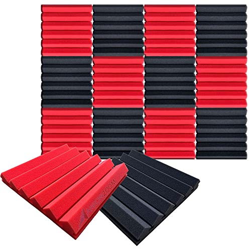 Arrowzoom 12個 (ブラック&レッド) スタジオおよびホームレコーディングの壁のの防音のための新しいウェッジプラスPROシリーズ DD1200
