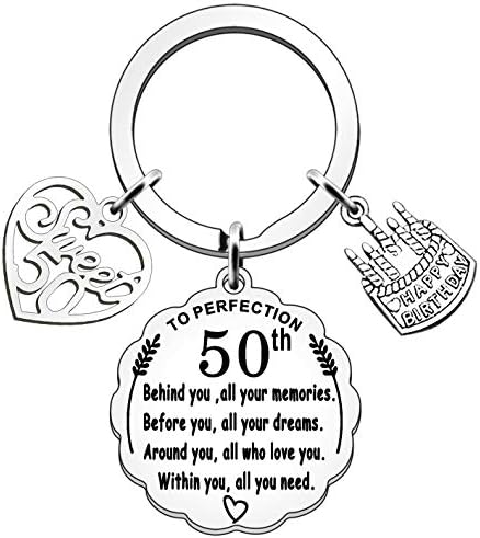 JETTOP 60th Birthday Gifts Keyring for Women Sweet Happy Birthday Inspirational Personalized Keychain Gifts for Friends(60th)
