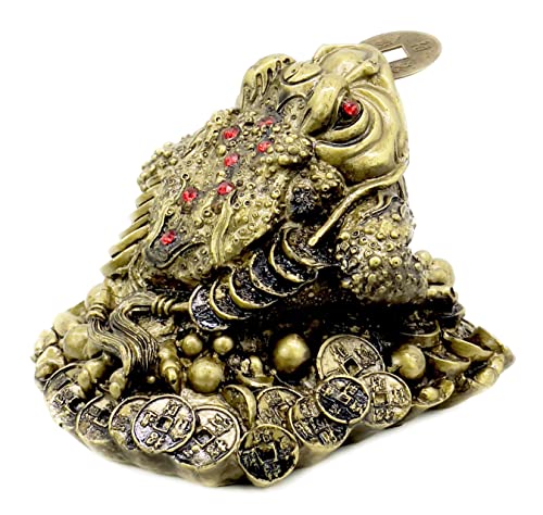 Bellaa Feng Shui Money Frog, 4 Inch, Lucky Money Toad Decorations, Ideal For Attracting Wealth, Three Legged Statue Figurine #TOP4