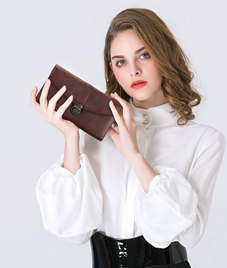 ORIREAL Women's Wallet Genuine Leather Wallet for Ladies Large Capacity Hand-Crafted Wallet Card Holder Purse2