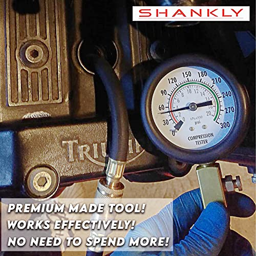 Shankly Diesel Engine Compression Tester Automotive Fuel Pressure Tester Kit, Engine Compression Gauges Tool 1000 Psi With Cylinder Compression Tester Hose And 14Mm/18Mmsolid Short Adapter #TOP4