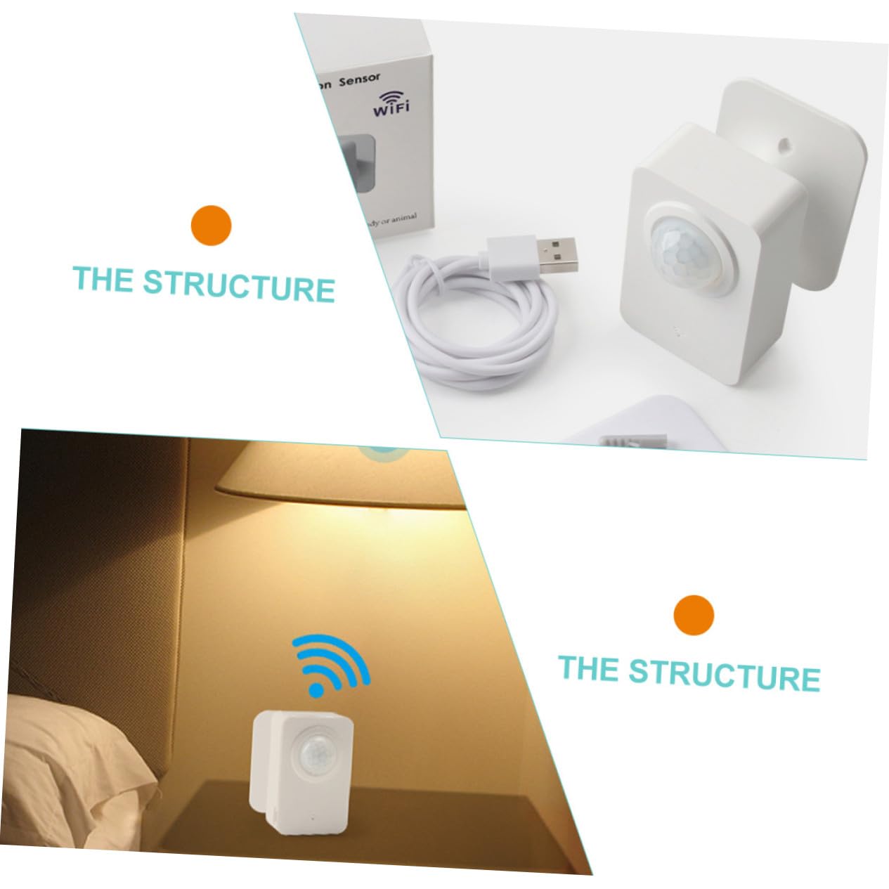 Intelligenter WLAN Pir Bewegungsmelder Sensor für Menschen und Tiere | Kabel, Echtzeit Alarmbenachrichtigung, Klebe Montage, für Tür und Küche, Weißes Abs Gehäuse
