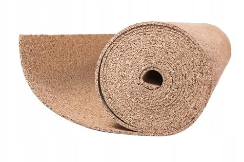 Rotolo di sughero al metro, dimensioni: 1 m x 10 m, superficie (10 m²), spessore da 2 mm a 10 mm. Isolamento acustico di pavimenti e pareti. Sughero di altissima qualità (4 mm)