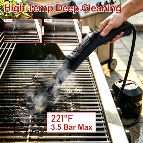 Image of 2-in-1 Handheld Steam Cleaner with Detachable Mop & 360 Swivel Rolling Base.2500W High Power. 3 Bar 221F High Pressure Steam Cleaner, 15S Heat-Up, 1.6L Water Tank, 3 Steam Levels Adjustable【Black】