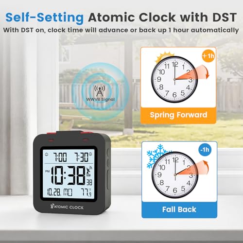 Small Digital Atomic Alarm Clock for Bedroom with Date & Temp - Image 4