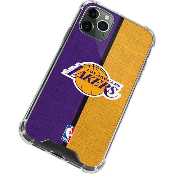 Skinit Clear Phone Case Compatible with iPhone 11 Pro Max - Officially Licensed NBA Los Angeles Lakers Canvas Design