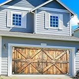 16X7FT Rustic Barn Door Garage Door Decorations, Western Farmhouse Wood Board Door Cover Garage Door Banner for Countryside Wedding Wild West Theme Bday Party Photo Background Photography Backdrop