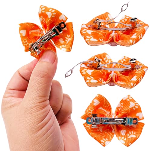 Pet Show Bowknot Dog Hair Bows With French Barrette Clips Pet Puppies Yorkie Teddy Grooming Hair Accessories Pack Of 10 thumb #3