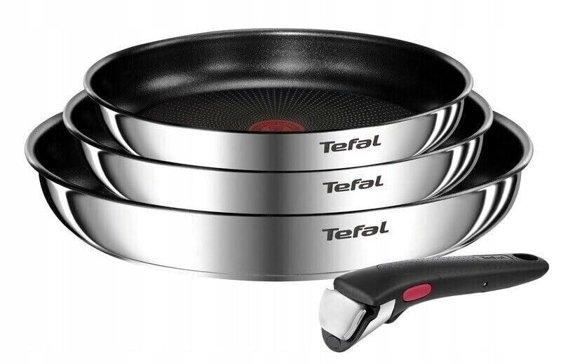 Tefal Ingenio Emotion Pfannenset, 3 Bratpfannen (22/24/28 cm) mit Abnehmbarem Griff, Antihaftbeschichtet, Induktionsgeeignet, Spülmaschinenfest