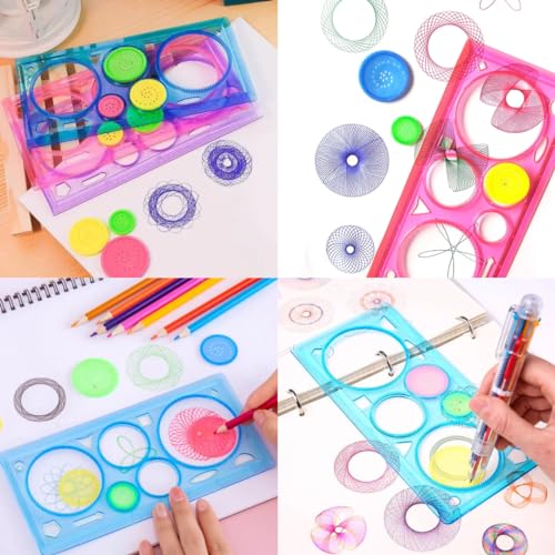 Image of Scale for Kids Birthday Return Gift (Pack of 4), Kids Return Gift, Design Ruler for Boys and Girls, Spirograph, Art Craft, Stationery, Assorted