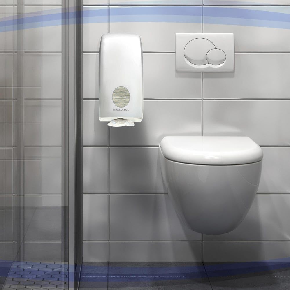 Distributeur de papier toilette plié Aquarius 6946 - 1 x distributeur blanc de papier toilette feuille à feuille