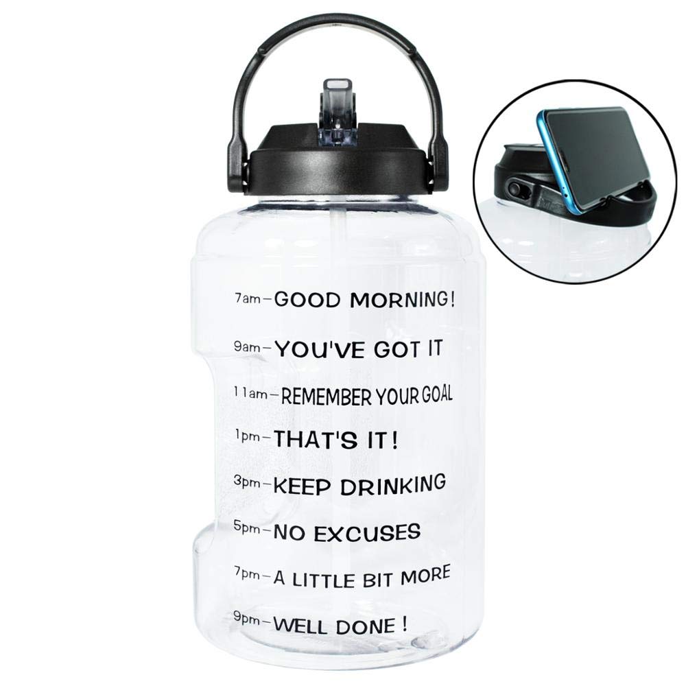 Sport Wasserbecher 2.5L 3.78L Kunststoff breit Mund Gallone Wasserflaschen mit Strohsport Fitness Tourismus Fitnessstudio Reisekugeln Telefonständer