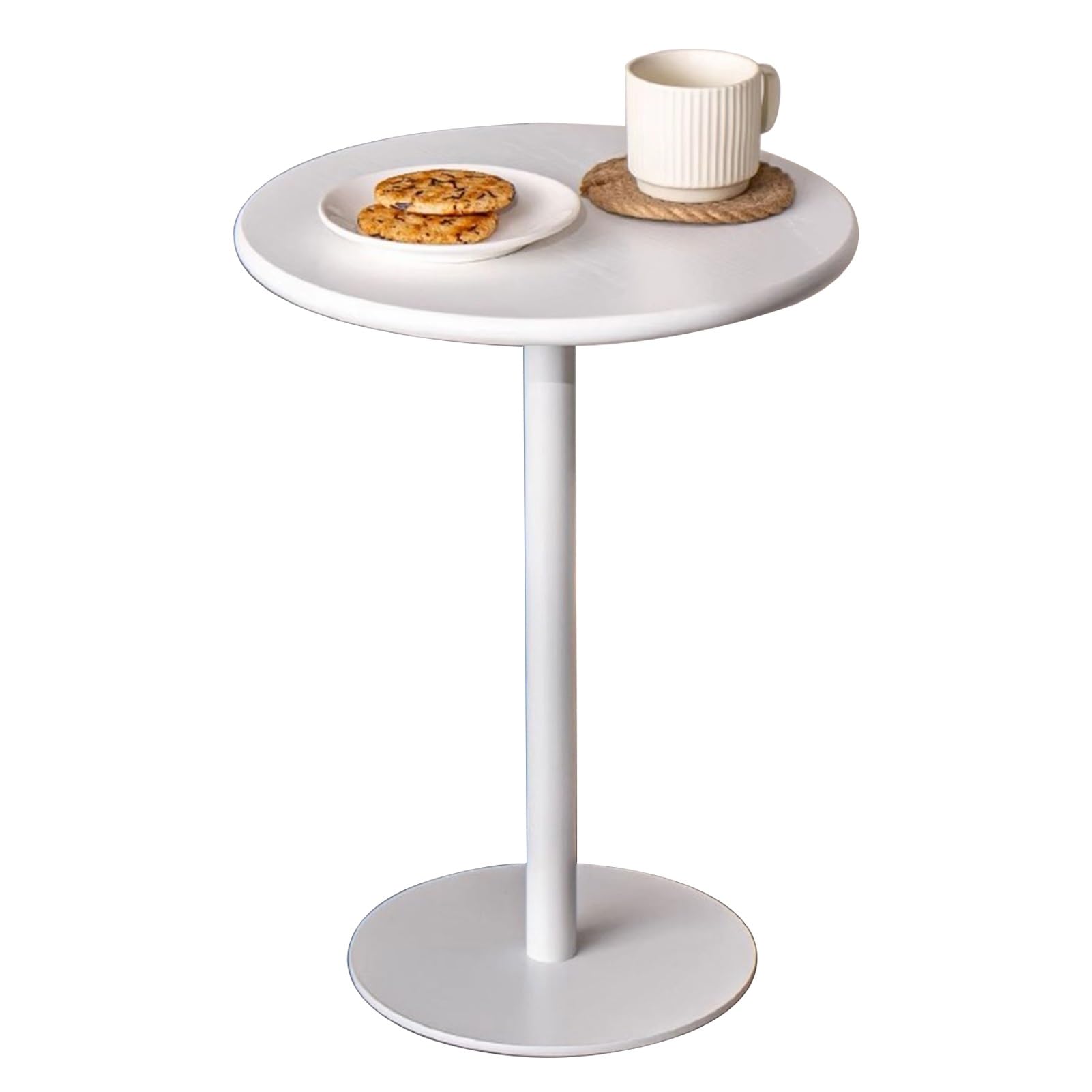 SWENEEN High Bar Table Bistro Table Breakfast Desk Coffee End Table Dining Table-Cocktail Bar Table Small Side Table With Sturdy Metal Base Round, Tall Bistro Pub Table, White,48x48x72cm