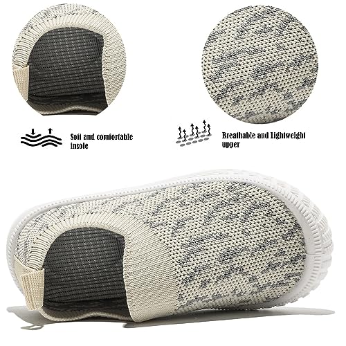 Dadawen Boys Girls Toddler Sneakers Kids Lightweight Walking Shoes Mesh Breathable Tennis Shoes For Toddler/Little Kids Beige Us Size 6.5 M Toddler thumb #3