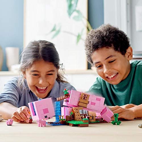 Image of LEGO 21170 Minecraft The House-Pig Animal Building Toy with Accessories, Gifts for Boys and Girls Ages 8 and Up for Birthday Parties, Alex and Creeper Figures