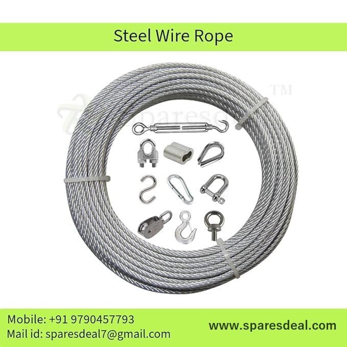 Image of Steel Wire Rope Premium Heavy Load Strength for Gym Machine Equipments, Professional Cable Machines, Mountain Climbing (Plain Steel, 8MM)