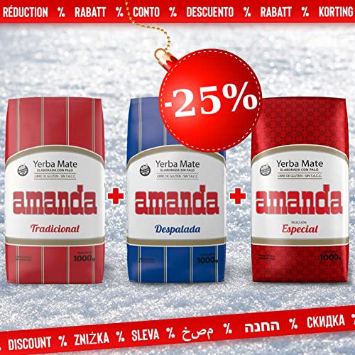 Amanda Yerba Maté Traditionnel: Pressé 3 kg+échantillon (40g)| Boisson énergisante et tonique, riche en vitamines et antioxydants!Accélère le métabolisme. – vue 7