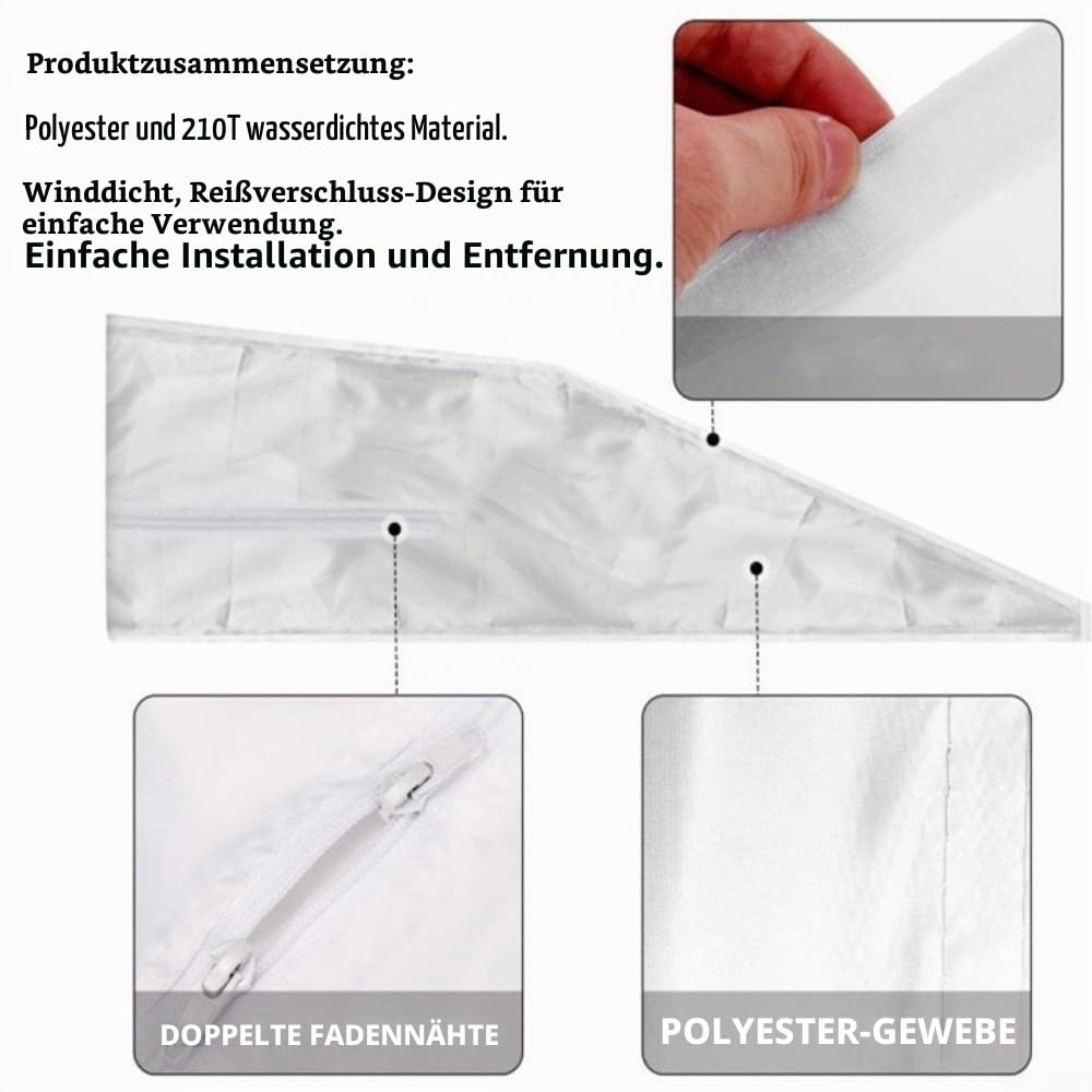 Mobile Klimaanlagen Türabdichtungs-Kit für Doppelschlauch-Einheiten mit Reißverschluss Fensterabluft-Adapter Schwarz Stoff Ablauf-Abdichtungslösung für Balkon Terrassentüren (5 Meter)