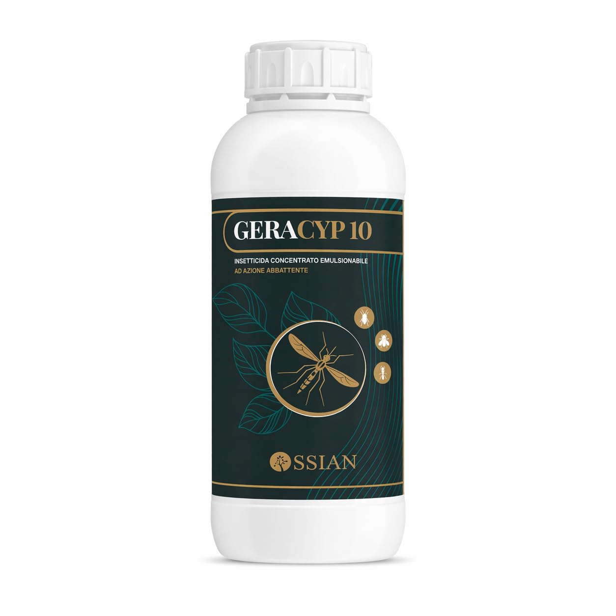 Ossian Geracyp 10 - Insetticida Antizanzare, Formiche, Scarafaggi, Insetti Striscianti e Volanti, Concentrato con Cipermetrina e Geraniolo, Effetto Residuale, Gradevole Profumazione (1 PZ, 1 LT)