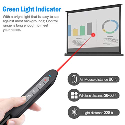 Image of DinoFire Wireless Presenter Remote with Air Mouse, RF 2.4GZ USB Rechargeable Presentation Clicker for Powerpoint PPT Slide Clicker for Laptop /Computer /MAC