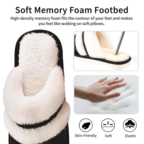 Womens Slippers Fuzzy for Indoor: House Slippers for Bedroom Livingroom - Home Ladies4